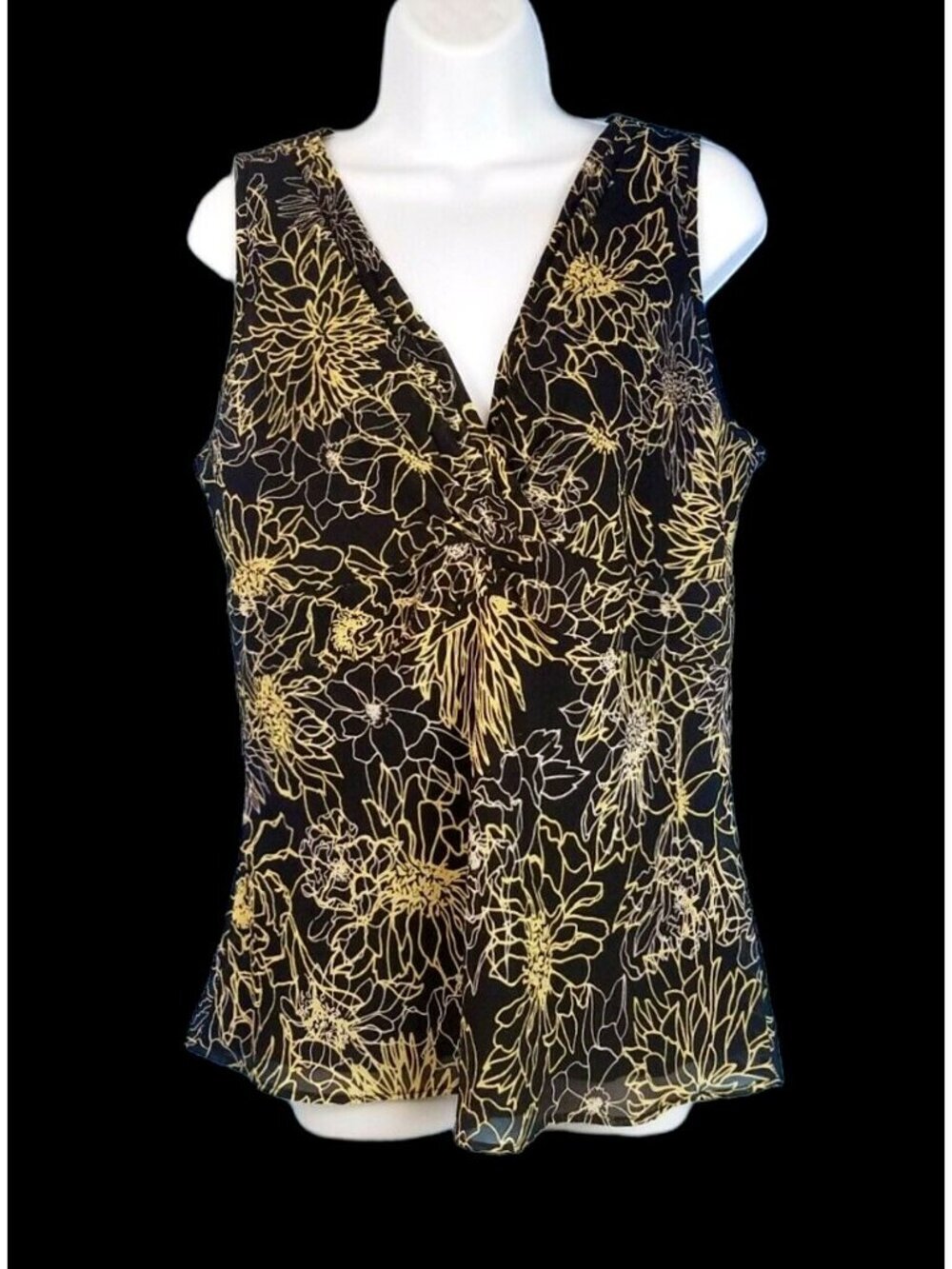 CASUAL CORNER Womans BLACK & GOLD Top LINED shirt FITTED Lightweight size XL 1x - Picture 4 of 6